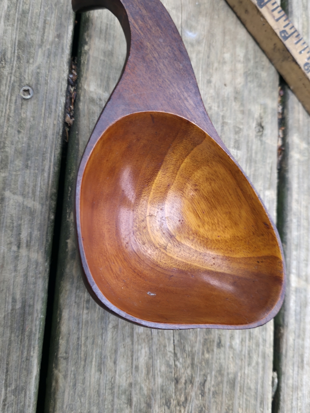 Source Unknown Two-Tone Wooden Serving Spoon in Rich Brown and Amber